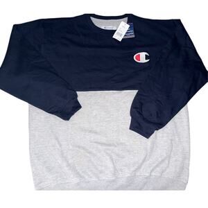 NWT Big & Tall Champion Colorblock Sweatshirt Crewneck Navy Heather Men's 2XB